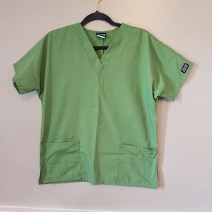 Cherokee V Neck Scrub Top. Small, Green.